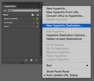 Screenshot of the new hyperlink destination option