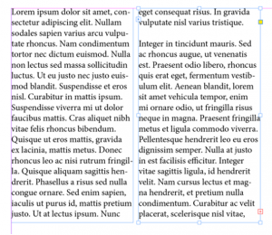Screenshot of two columns of text, with the text reflowing from one to the next