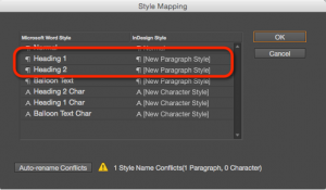 Screenshot showing the style mapping dialog